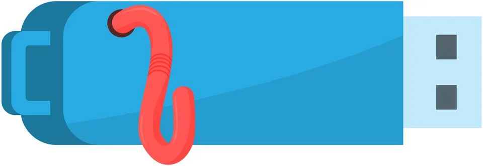 Computer worm crawls into storage device, file destruction, hacking, virus イラスト素材