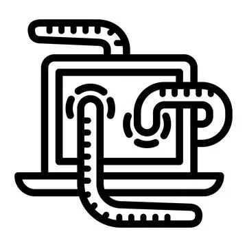 Computer worm icon, outline style Illustrazione stock