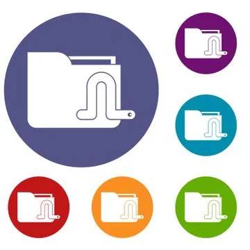 Computer worm icons set Illustrazione stock