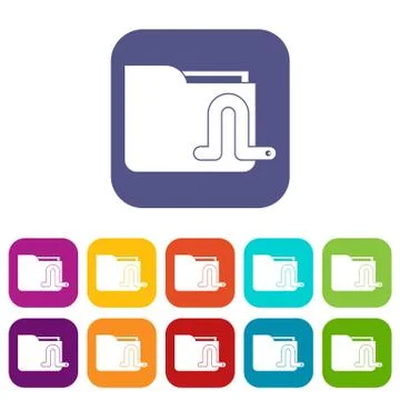 Computer worm icons set Illustrazione stock