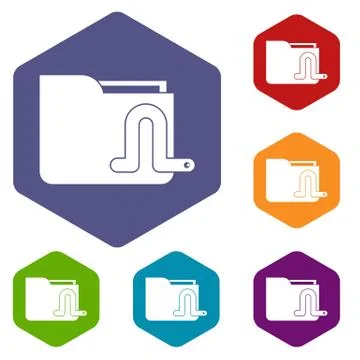 Computer worm icons set Stock Illustration