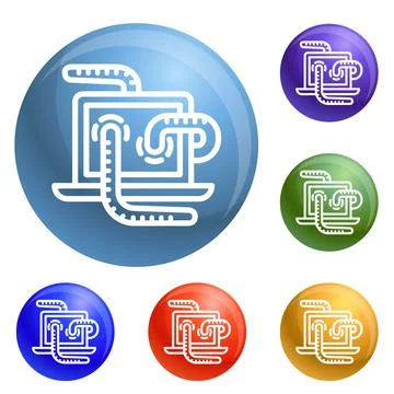 Computer worm icons set vector Illustrazione stock