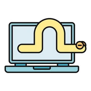 Computer worm malware spreading through a laptop screen Stock Illustration