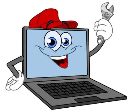 Computer with wrench Stock Illustration