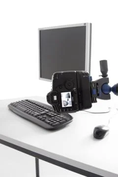 Computer writing desk getting in studio camera Stock Photos