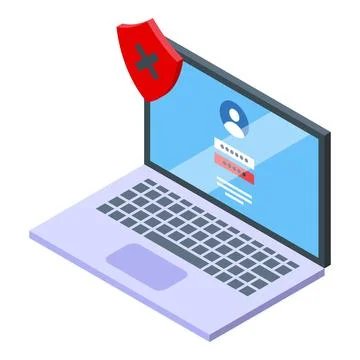 Computer wrong password icon isometric vector. Incorrect account validation Stock Illustration