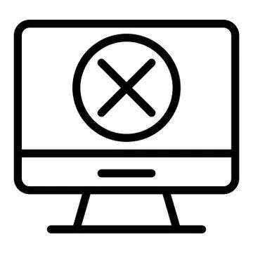 Computer with x mark line icon. Screen with cross vector illustration isolated Stock Illustration