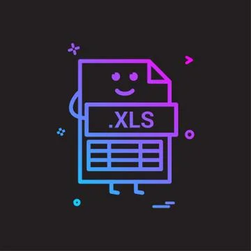 Computer xls file format type icon vector design Illustrazione stock