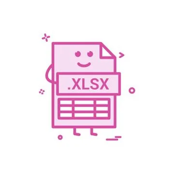 Computer xlsx file format type icon vector design Illustrazione stock