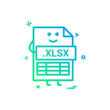 Computer xlsx file format type icon vector design 库存插图