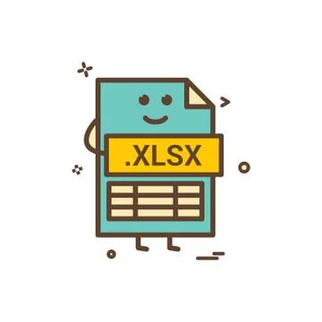 Computer xlsx file format type icon vector design Illustrazione stock