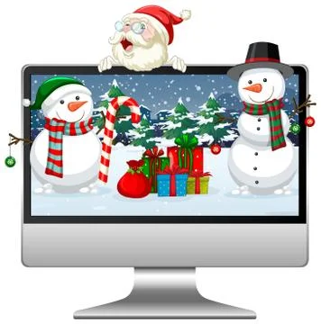 Computer xmas theme desktop background Stock Illustration