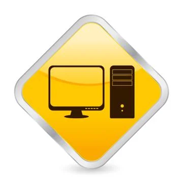 Computer yellow square icon Stock Illustration