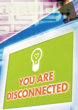 Computer, "You Are Disconnected" message on screen, digital composite. 写真素材
