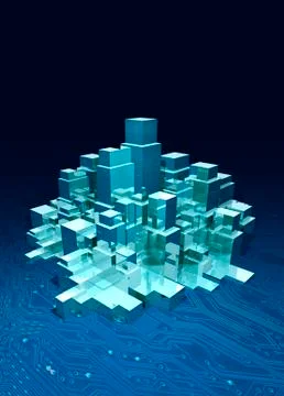 Computerised city, conceptual artwork Stock Illustration