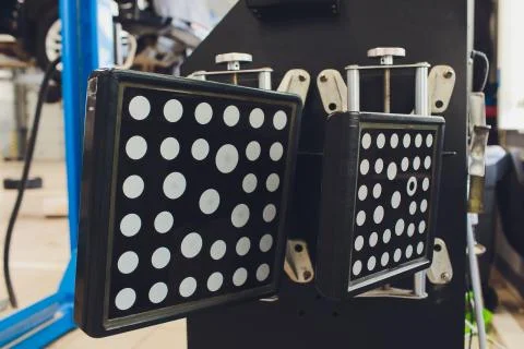 Computerized alignment car tire machine clamp. laser Stock Photos