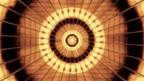 Computerized animation of burning golden central circle, revolving and Stock Footage 134444670