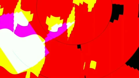 Computerized animation of colorful random haphazard designs and shapes, Video stock 132478701