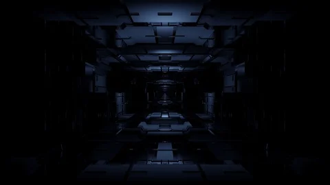 Computerized animation of entering into dark tunnel leading towards a Stock Footage 130168892