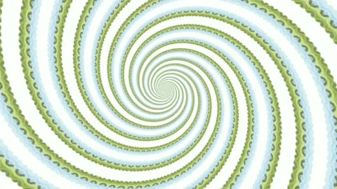Computerized animation of green color spirals rotating and expanding from Video stock 138073027