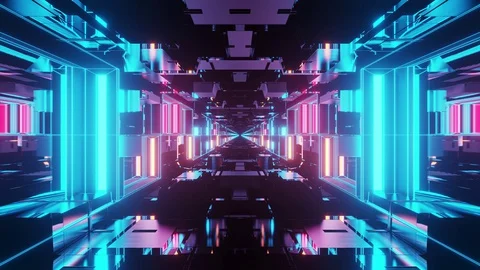 Computerized animation of immersing into highly reflective glowing bright Stock Footage 130168886