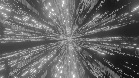 Computerized animation of immersing into monochromatic space tunnel with Video stock 132714990