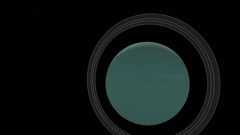 Computerized animation of large isolated planet Uranus with outer ring, Video stock 156779520
