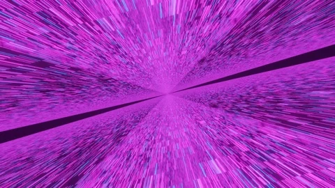 Computerized animation of moving fast through purple space tunnel with Video stock 136220001
