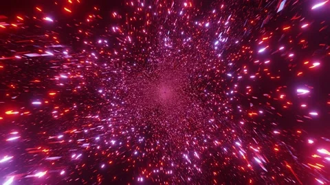 Computerized animation of numerous red color high energy cosmic dust Stock Footage 132715122