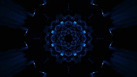 Computerized animation of ornamental blue glowing circular shapes and Video stock 130246785