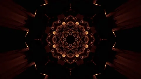 Computerized animation of ornamental golden glowing circular shapes and Video stock 130246745