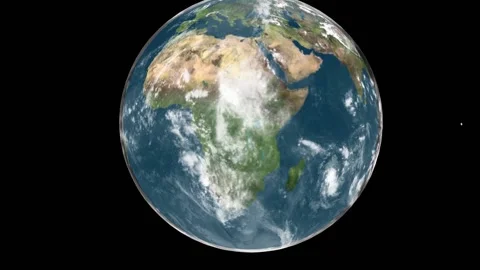 Computerized animation of planet earth revolving in its orbit with its Video stock 156779529