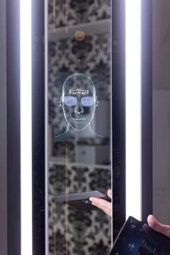 Computerized centering system for precise measurement of ophthalmic lenses Stock Photos