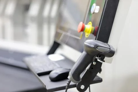 Computerized control console with barcode reader Stock Photos