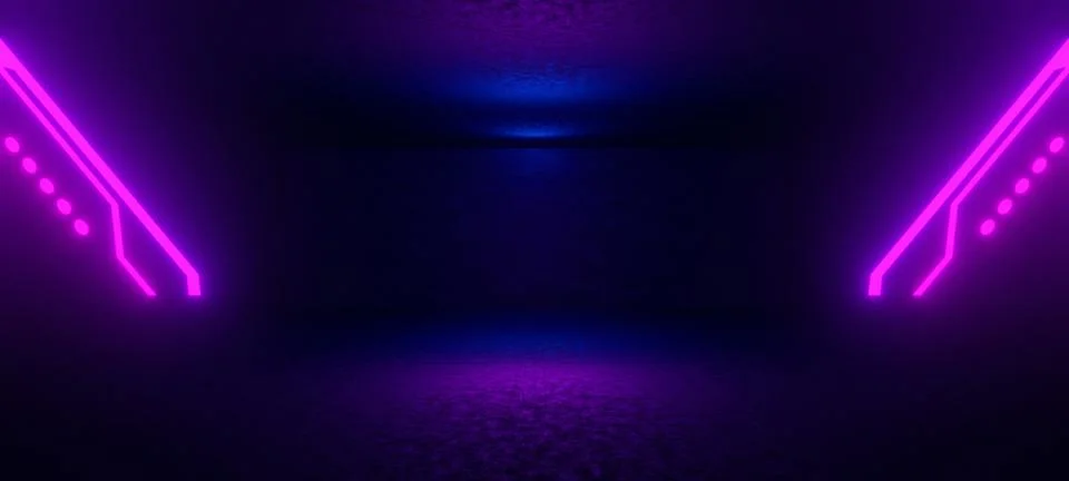 Computerized Corridor Hallway Hangar Interior Awesome Cosmic Club with Dark M Stock Illustration