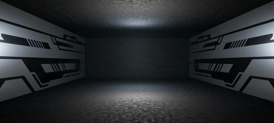 Computerized CryptoSpace Interior Crypto World Dystopian Neon with Dark Gray  Stock Illustration