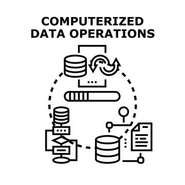 Computerized data operations for digital information processing Stock Illustration