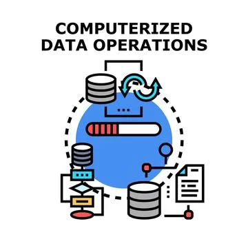 Computerized data operations for digital information processing Illustrazione stock