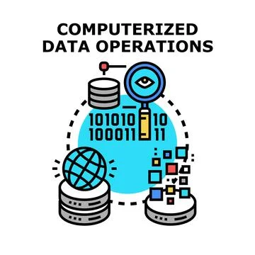 Computerized data operations representing digital information processing Stock Illustration