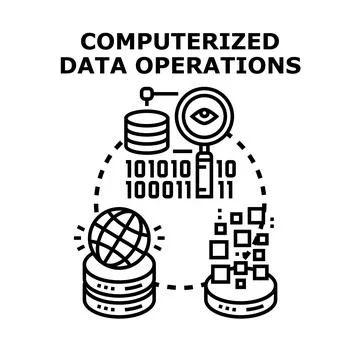 Computerized data operations representing digital information processing Stock Illustration