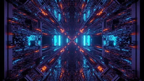 Computerized digital motion graphics of futuristic blue and bright, Video stock 130108221
