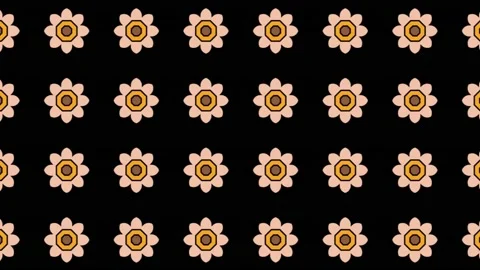 Computerized digital prints of small flowers on black background for Stock Footage 186695482