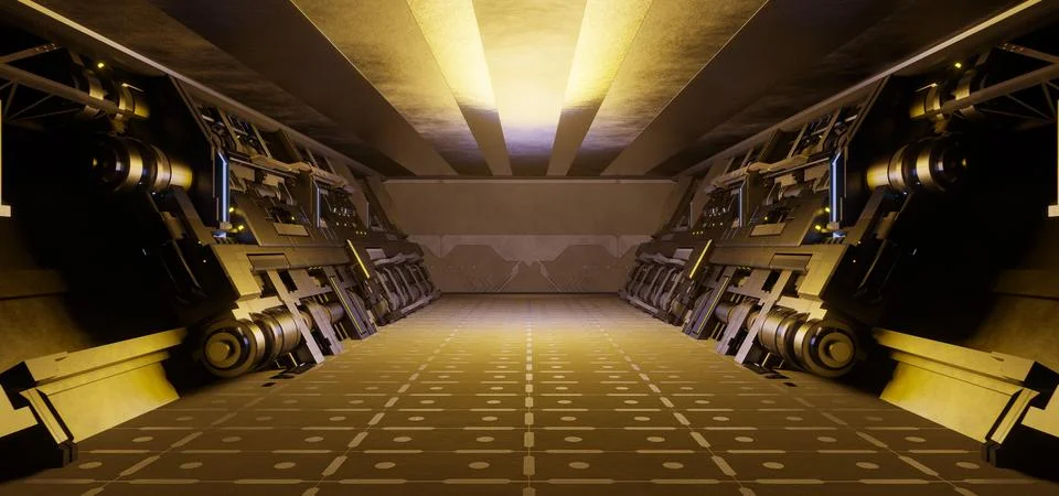 Computerized Inter Galactic CryptoSpace Interior Crypto World Yellow Brown Co Иллюстрация