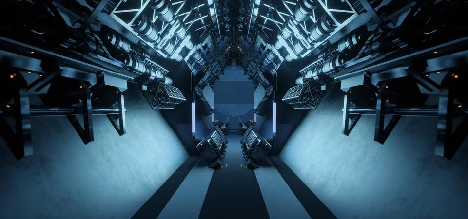 Computerized Inter Galactic Cyber Hall Studio Cyber Future Stage Corridor Inn イラスト素材