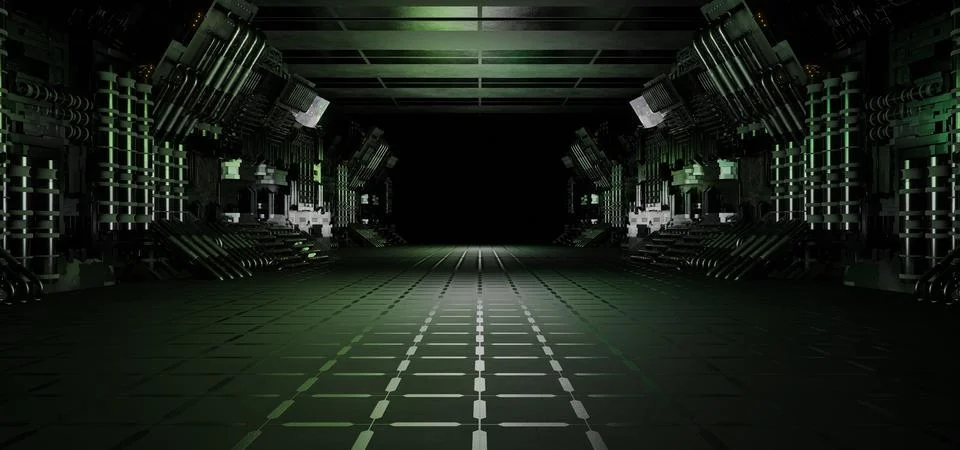 Computerized Inter Galactic Digital Tunnel Hangar Club Hallway Club Neon Blac イラスト素材