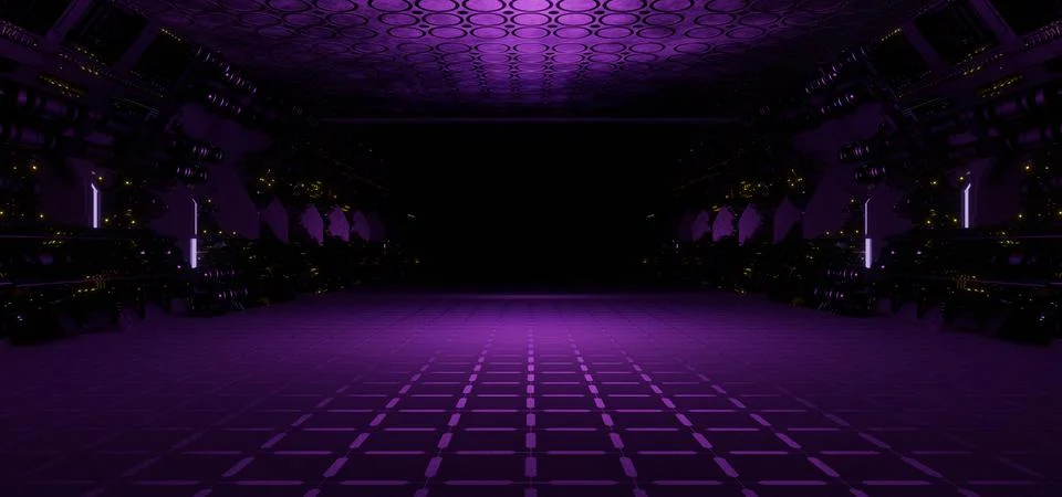 Computerized Inter Galactic Empty Hallway Corridor Room Garage Studio Dance G Stock-Illustration