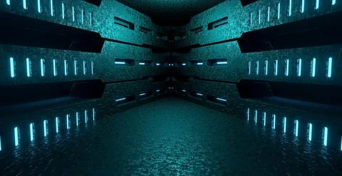 Computerized Inter Galactic Metal Parking Showroom Car Garage Spotlight Dark  イラスト素材