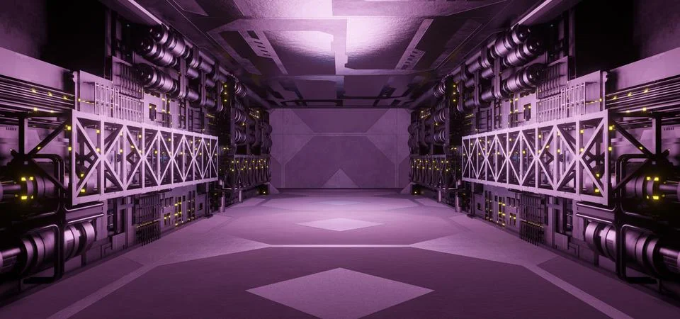 Computerized Inter Galactic Parking Underground Car Warehouse Garage Studio R イラスト素材