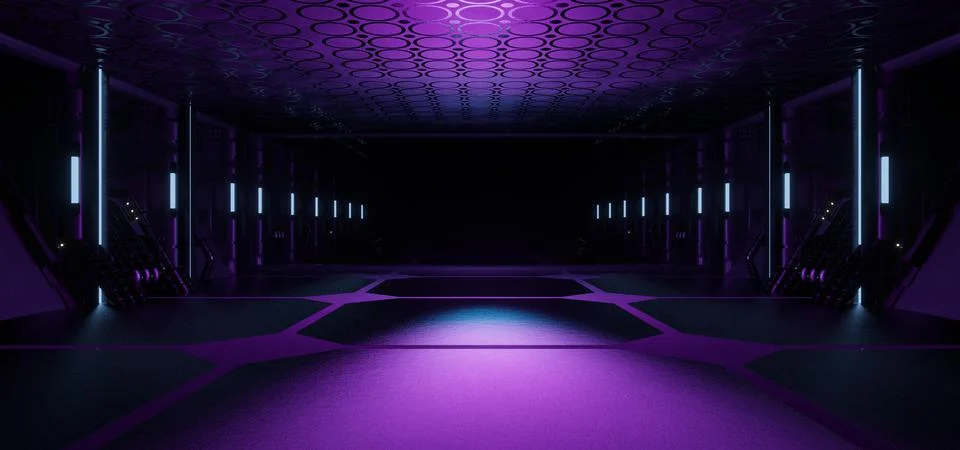 Computerized Inter Galactic Technology Schematic Futuristic Showroom Or Hall  库存插图