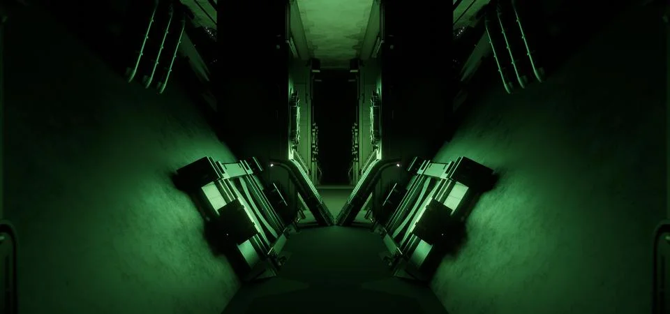 Computerized Inter Galactic Underground Hall Corridor Tunnel Led Lights Laser Иллюстрация